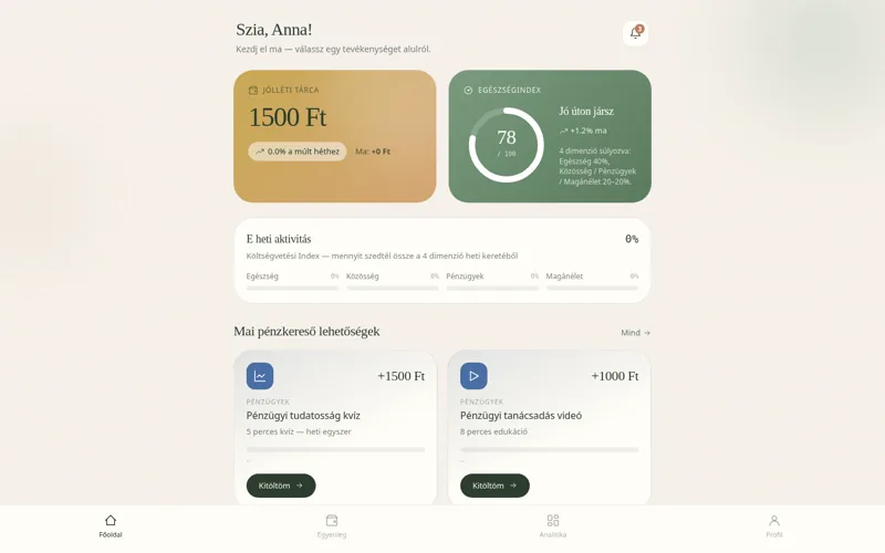 Kinda · Balance — valódi képernyőkép